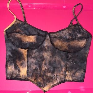 Stylish Black and Tan Crop Top